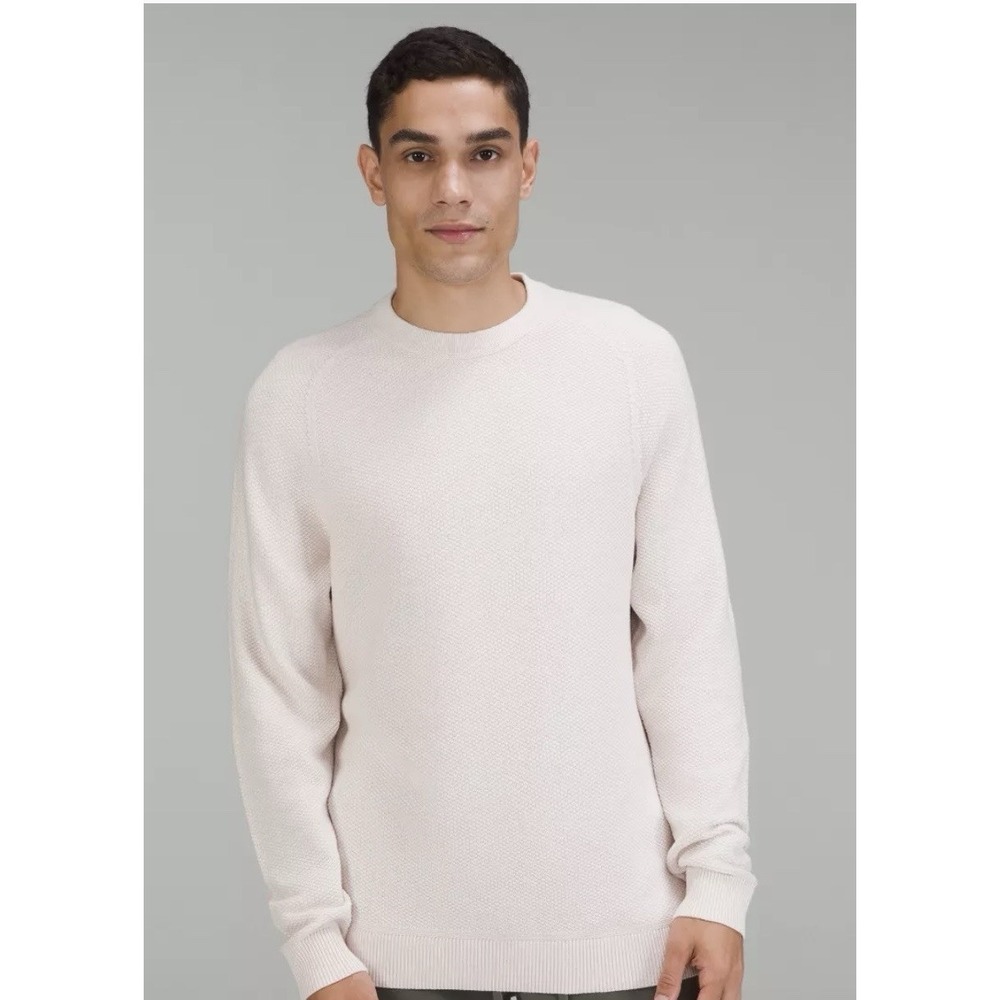 Lululemon Textured Knit Crewneck Sweater Ivory Size Medium MSRP $128.00
